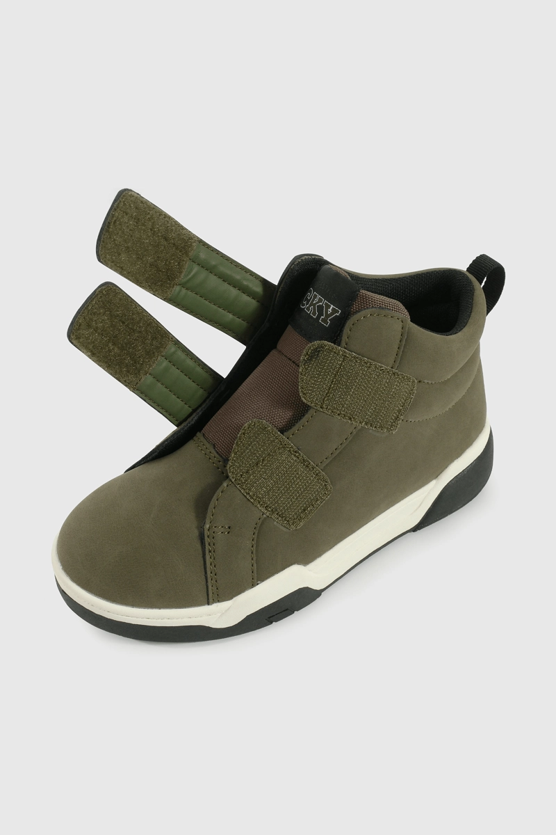 BOTIN DE NIÑO BEIGE CON CORDON CAÑA MEDIA - 6