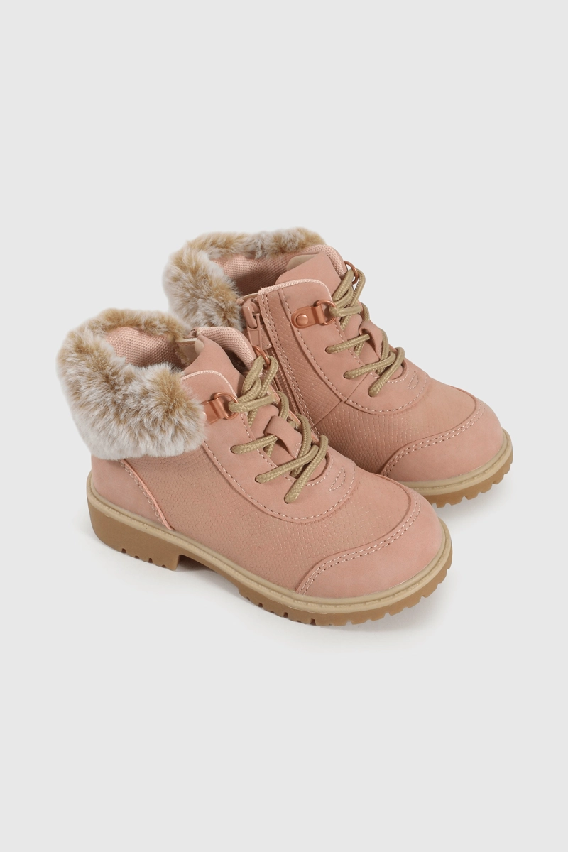 BOTIN CAMINANTE CAÑA MEDIA ROSADO CON CORDON DE NIÑA - 1