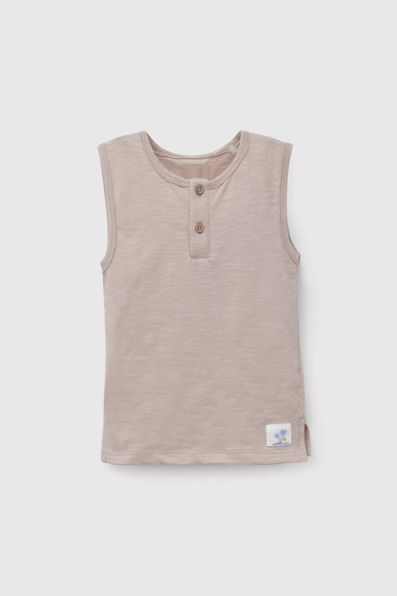 POLERA SIN MANGAS BEIGE DE NIÑO INFANTIL TALLA 3/6 M A 24M/36 M - 1