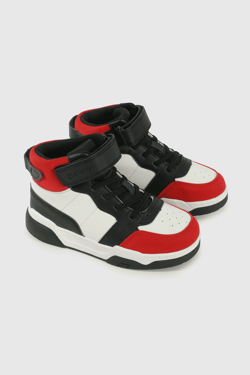 ZAPATILLA LIFESTYLE ROJO CAÑA MEDIA VELCRO Y CORDON DE NIÑO - 1