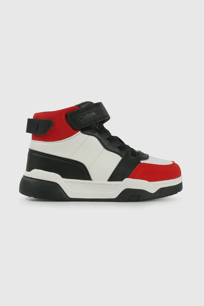 ZAPATILLA LIFESTYLE ROJO CAÑA MEDIA VELCRO Y CORDON DE NIÑO - 2