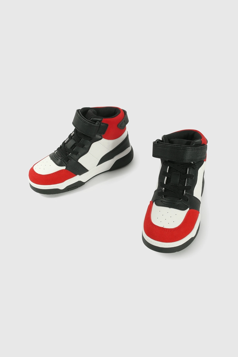 ZAPATILLA LIFESTYLE ROJO CAÑA MEDIA VELCRO Y CORDON DE NIÑO - 4