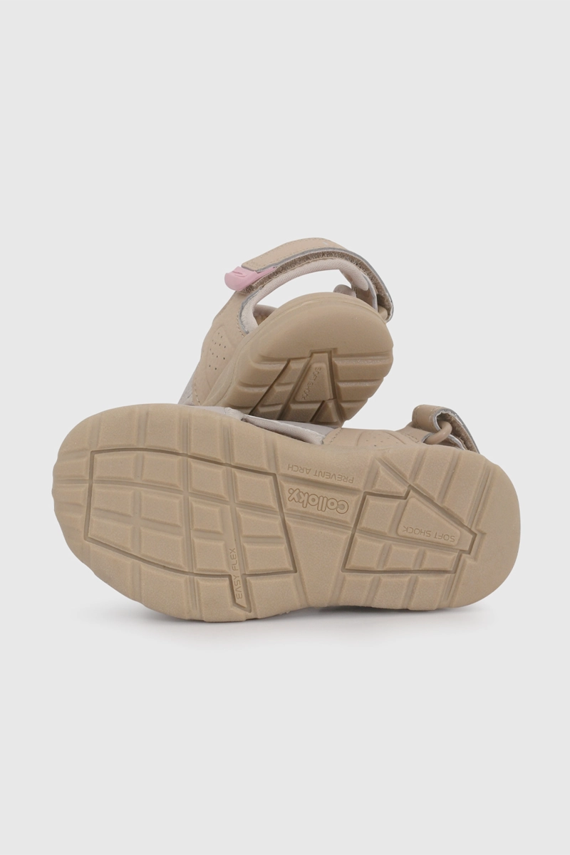 SANDALIA OUTDOOR DE NIÑA PARA CAMINANTE BEIGE CON VELCRO TALLA 21 AL 27 - 3