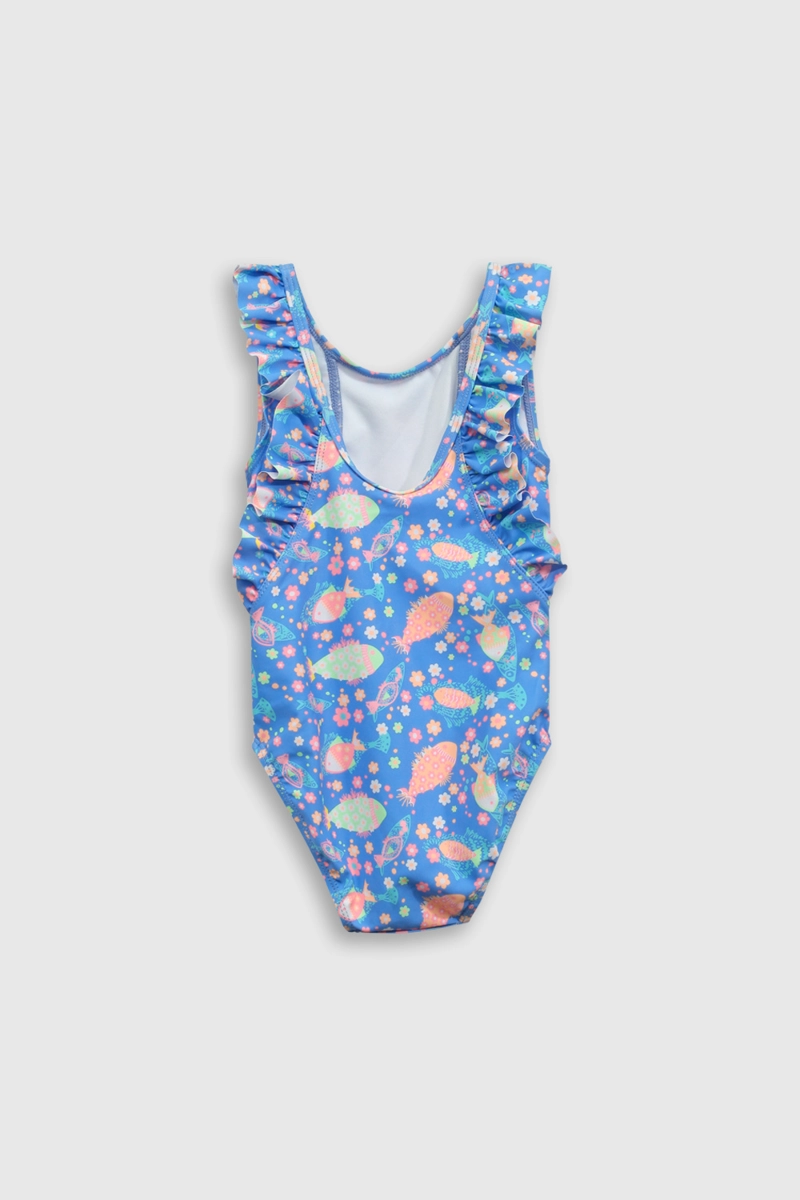 TRAJE DE BAÑO ELASTICADO CON FILTRO UV Y VUELOS - AZUL - 2