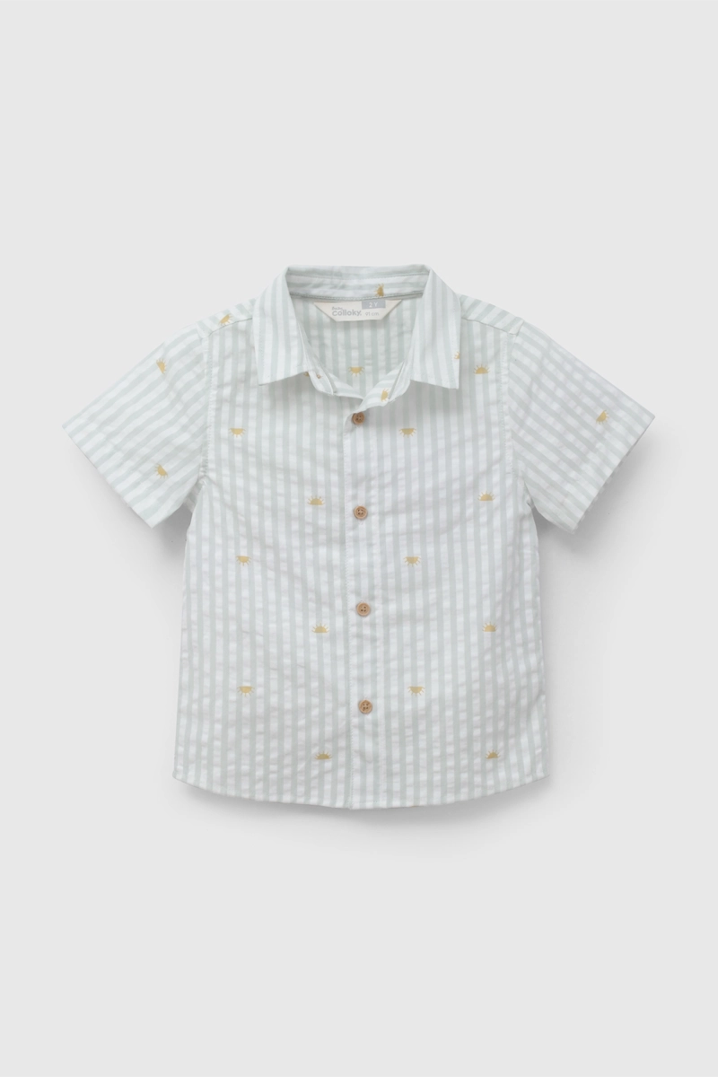 CAMISA VERDE RAYADA SOLES  DE NIÑO INFANTIL TALLA 3/6 M A 24M/36 M - 1