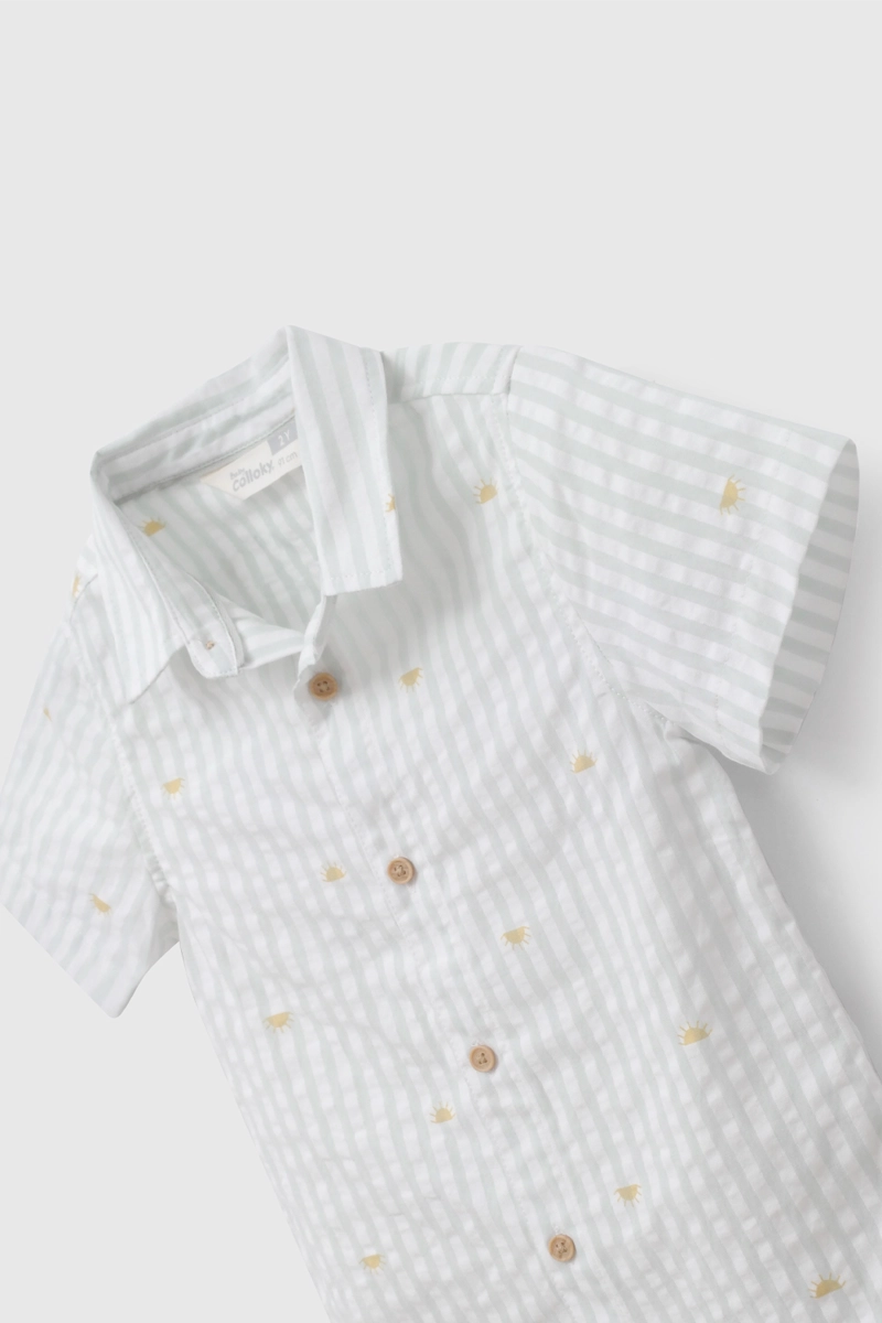 CAMISA VERDE RAYADA SOLES  DE NIÑO INFANTIL TALLA 3/6 M A 24M/36 M - 3