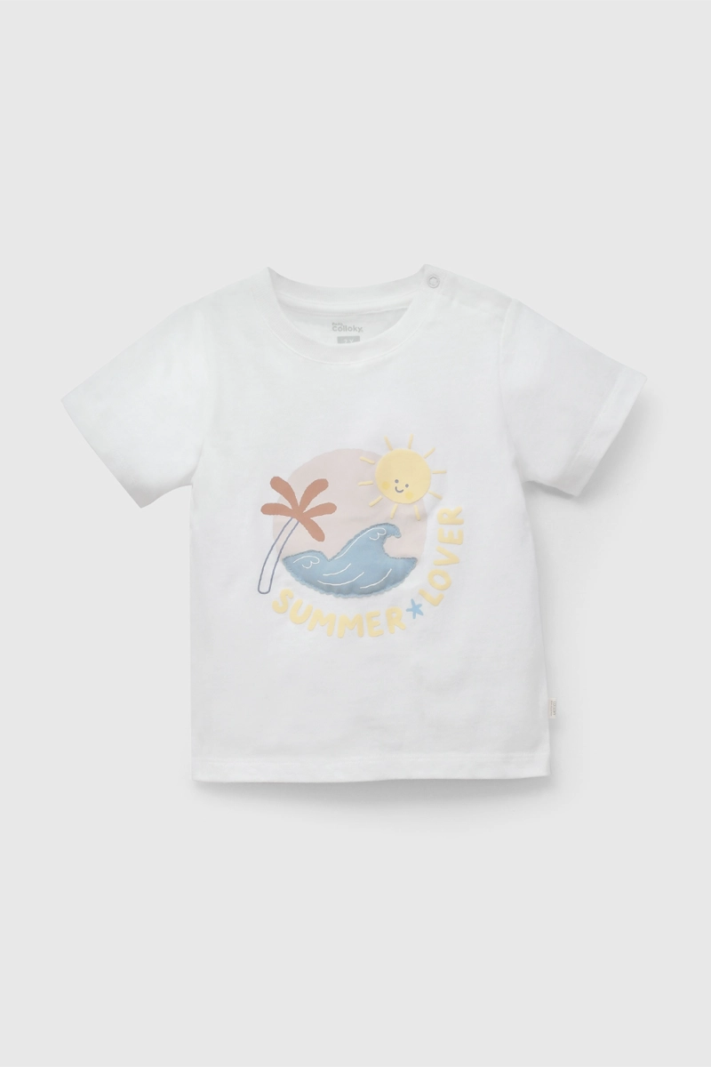 POLERA BLANCA SUMMER LOVE DE NIÑO INFANTIL TALLA 3/6 M A 24M/36 M - 1