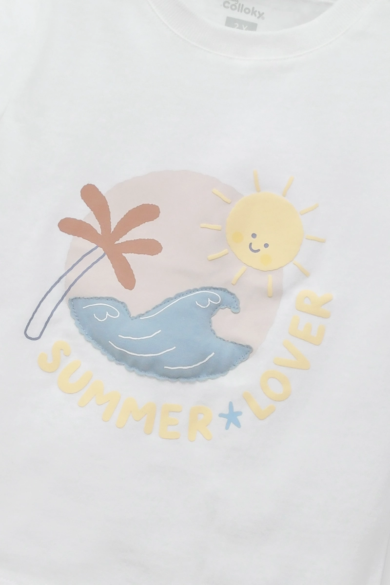 POLERA BLANCA SUMMER LOVE DE NIÑO INFANTIL TALLA 3/6 M A 24M/36 M - 3