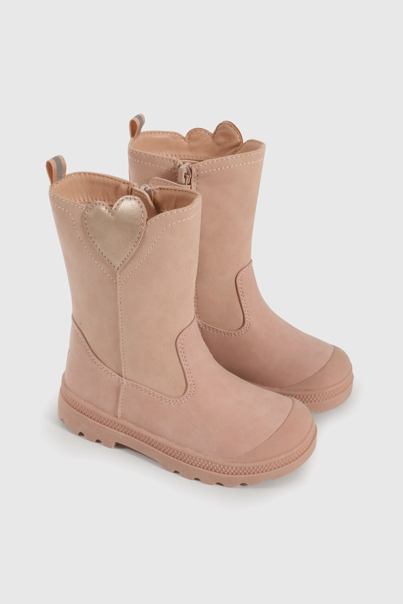 BOTA CAMINANTE DE NIÑA ROSADO CAÑA ALTA CON CIERRE - 1