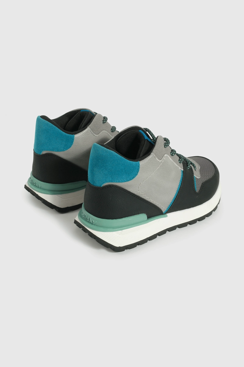BOTIN DE NIÑO GRIS CON CORDON CAÑA MEDIA SUELA ANTIDESLIZANTE - 5