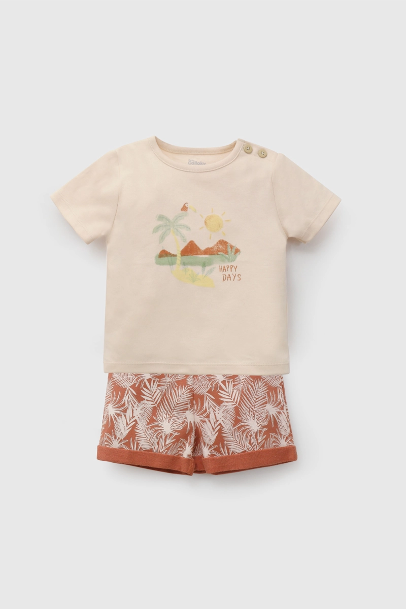 CONJUNTO 3 PIEZAS NIÑO  NARANJO COLLOKY - 1