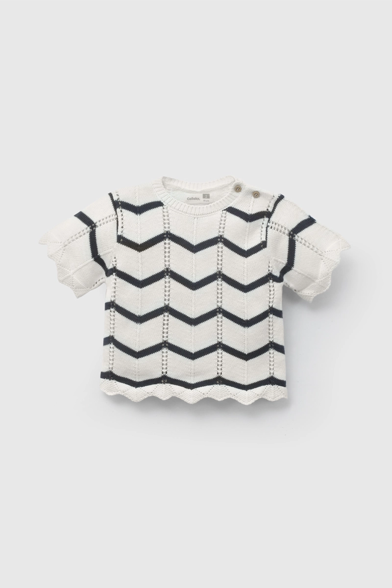 CONJUNTO RAYAS BEIGE LANA DE NIÑA INFANTIL TALLA 3/6 M A 24M/36 M - 2