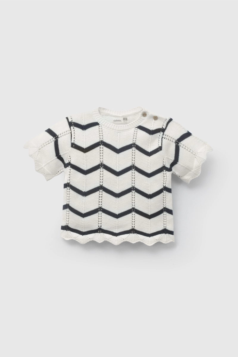 CONJUNTO RAYAS BEIGE LANA DE NIÑA INFANTIL TALLA 3/6 M A 24M/36 M - 2