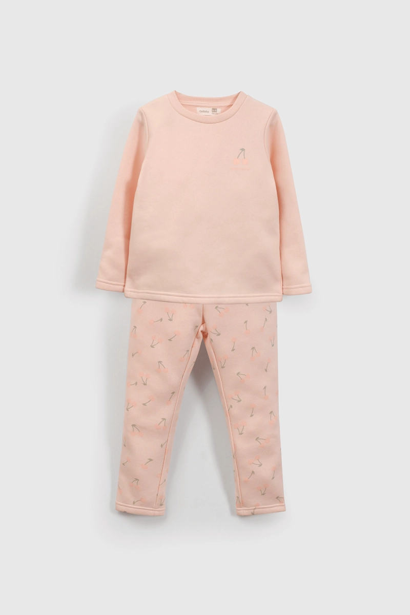 PIJAMA FRANELA MANGA LARGA NIÑA NARANJO DE 2 A 12 AÑOS - 1