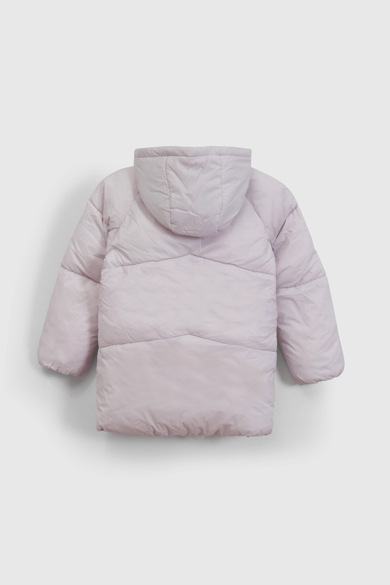 PARKA MORADA ACOLCHADA CON BOLSILLOS Y CIERRE PARA NIÑA - 2