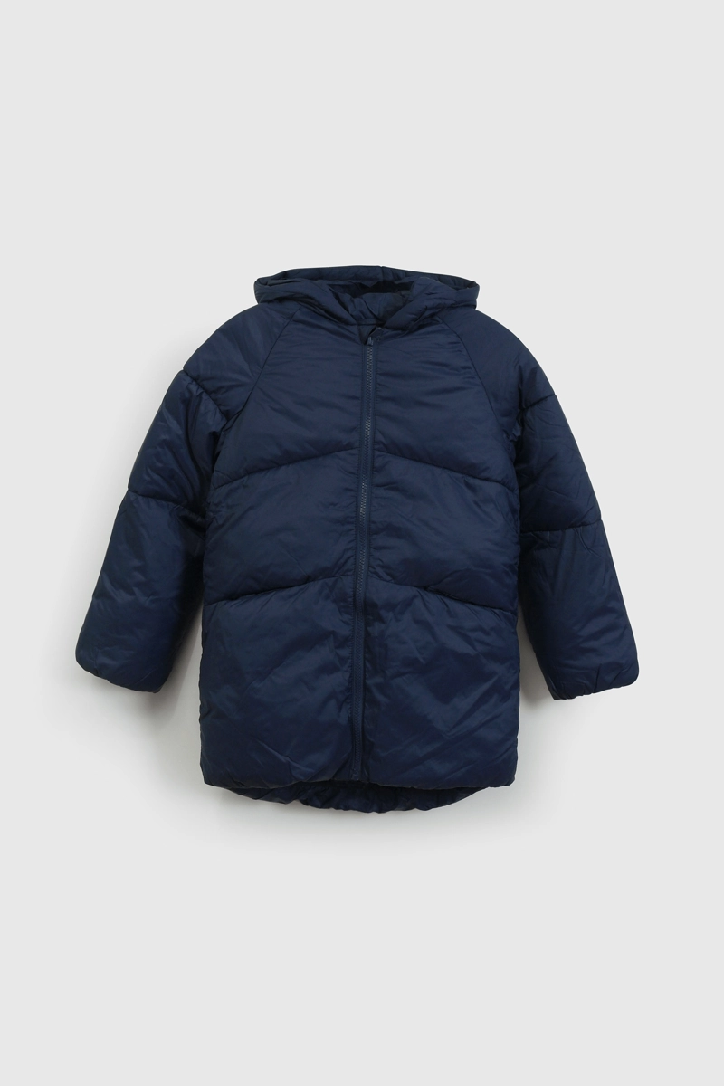 PARKA AZUL ACOLCHADA CON BOLSILLOS Y CIERRE PARA NIÑO - 1