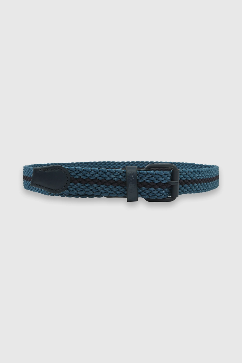 CINTURON ELASTICADO AZUL DE CUERO SINTE TICO PARA NIÑO - 1