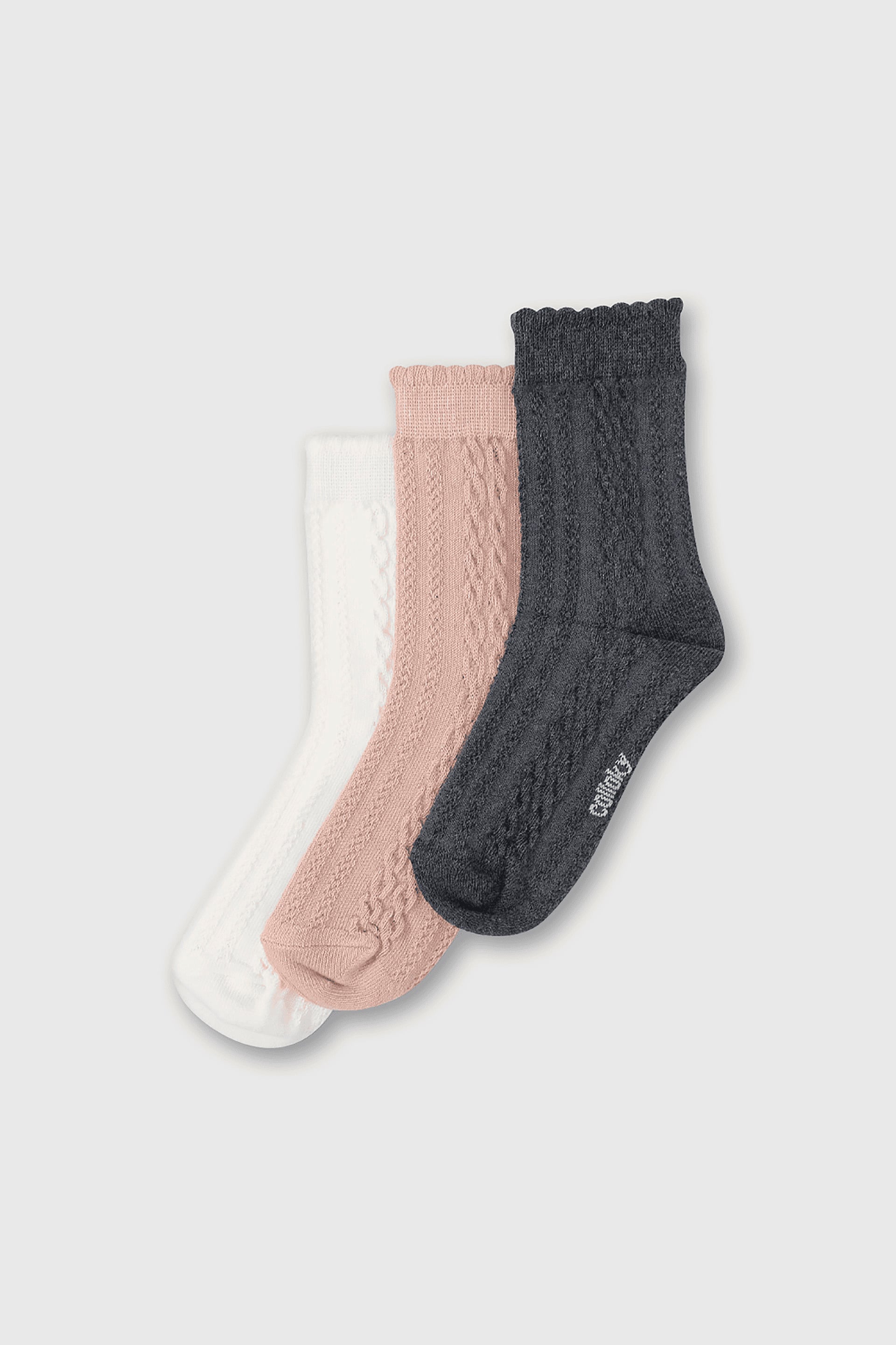 PACK DE 3 CALCETINES LARGO GRIS PARA NIÑA DE 3 A 12 AÑOS - 1