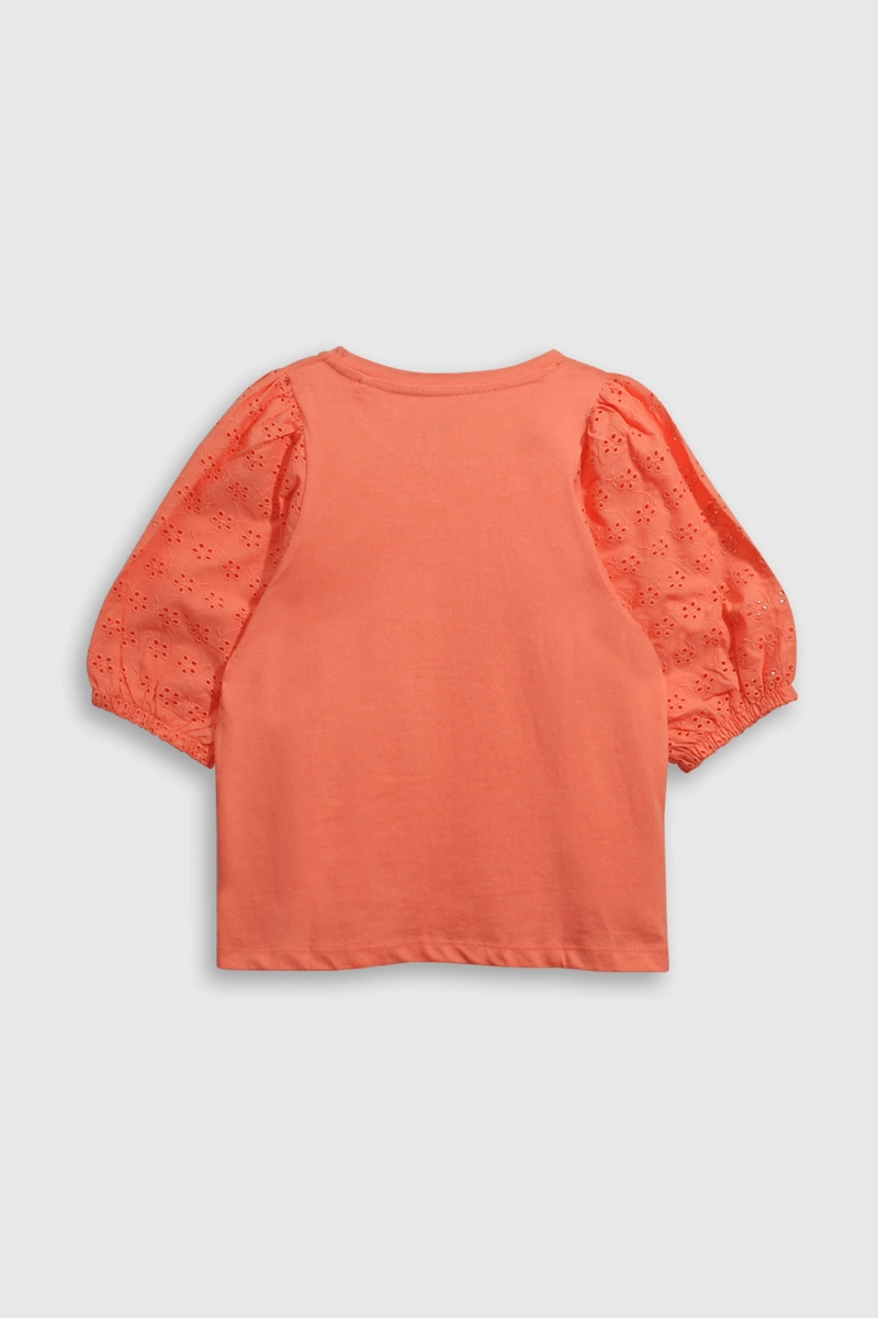 POLERA FUCSIA DE ALGODON CON MANGA GLOBO PARA NIÑA - 2