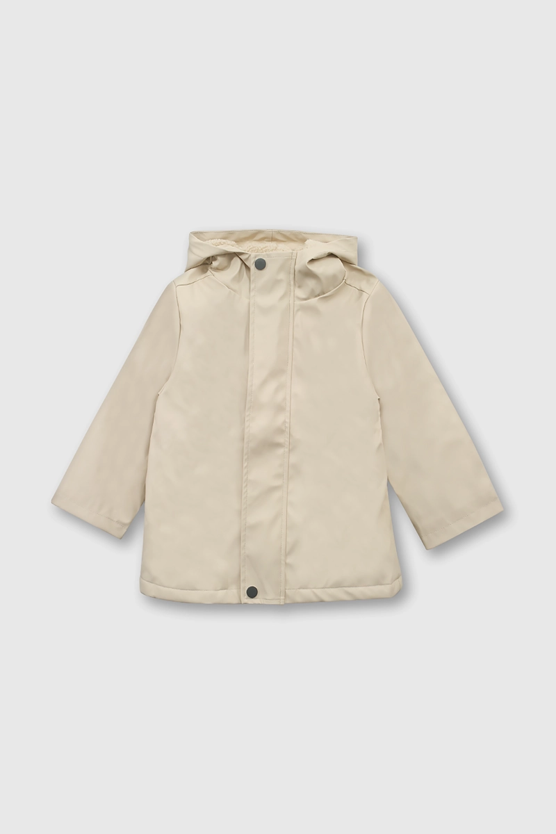CHAQUETA ROSADA ENGOMADA CON FORRO Y GORRO PARA BEBE - 1