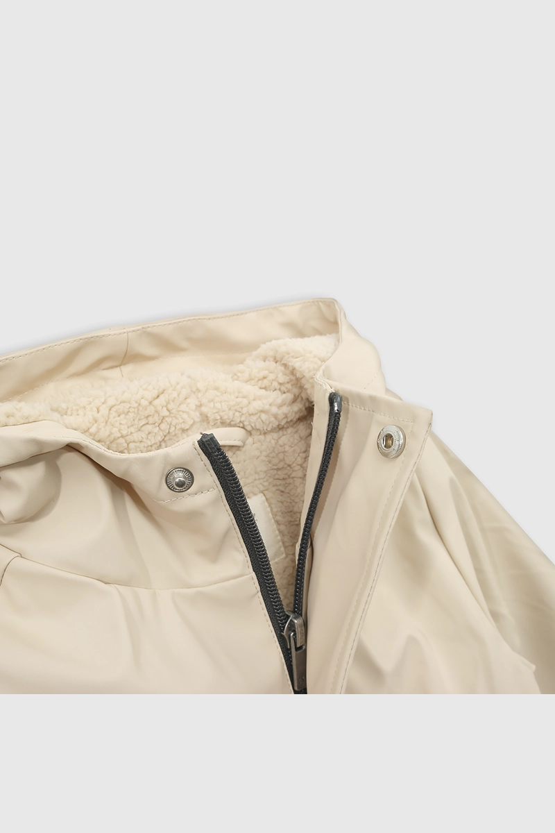 CHAQUETA ROSADA ENGOMADA CON FORRO Y GORRO PARA BEBE - 3