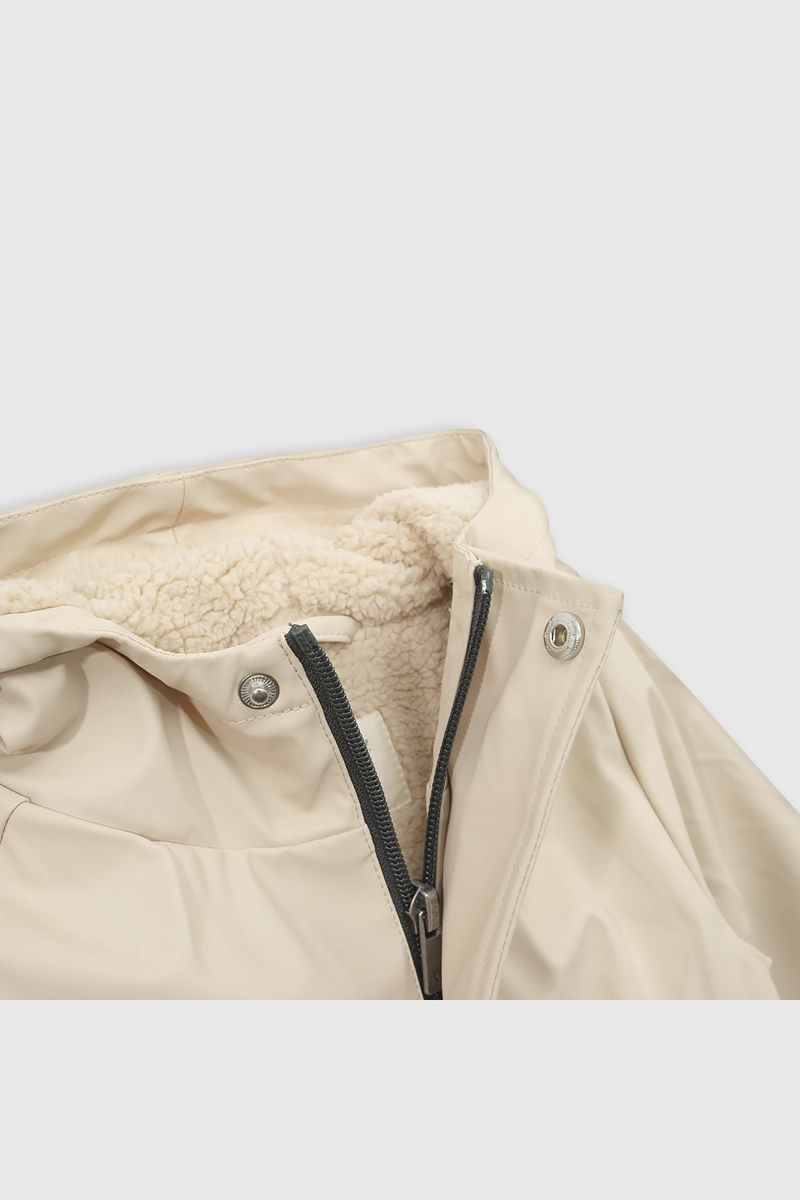CHAQUETA ROSADA ENGOMADA CON FORRO Y GORRO PARA BEBE - 3
