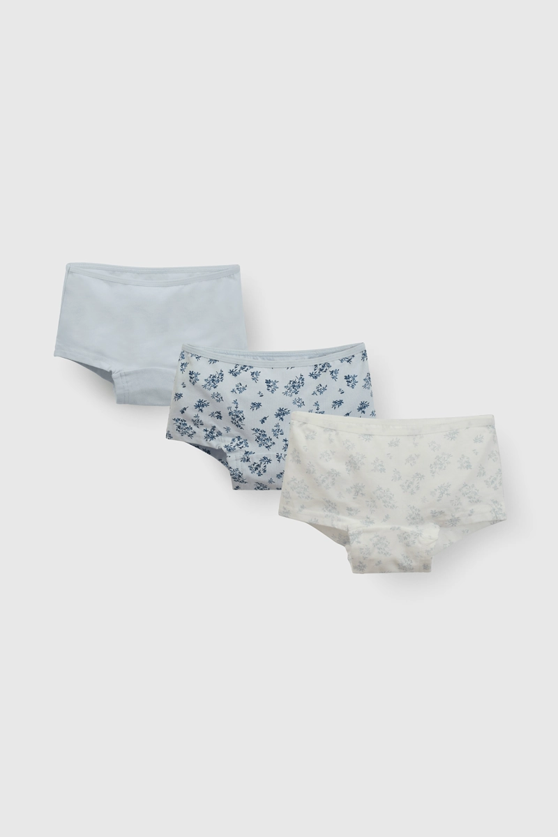 PACK DE 3 CALZONES  CELESTE PARA NIÑA DE 2 A +12 AÑOS - 1
