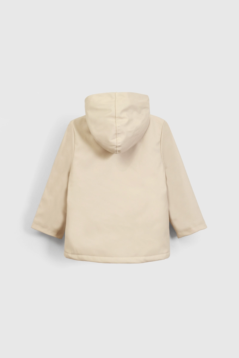 CHAQUETA BEIGE ENGOMADA CON FORRO Y GORRO PARA BEBE - 2