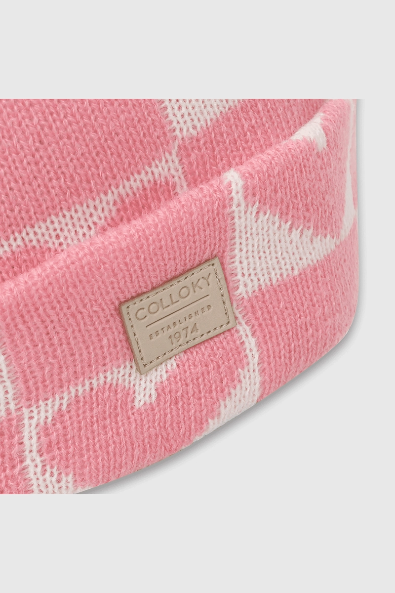 GORRO TEJIDO CON POMPON DE CORAZONES ROSADO PARA NIÑA - 2