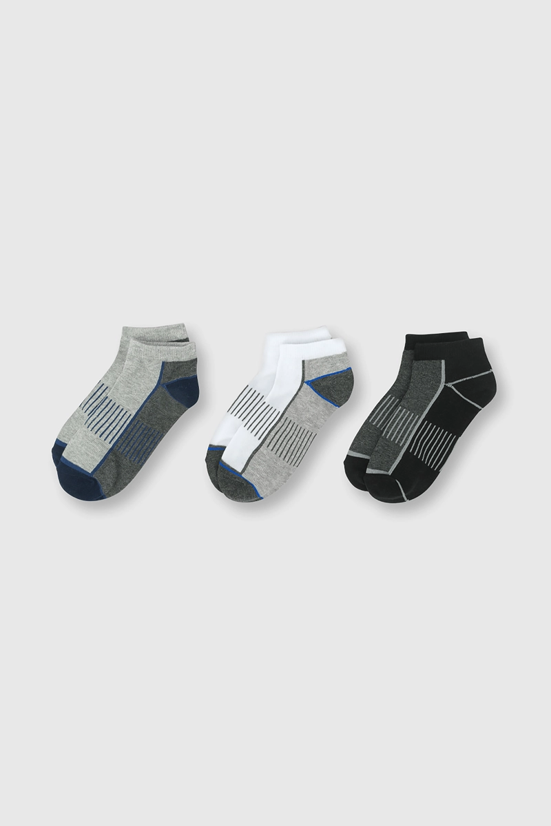 PACK DE 3 CALCETINES CORTOS GRIS PARA NIÑO DE 3 A 12 AÑOS - 1