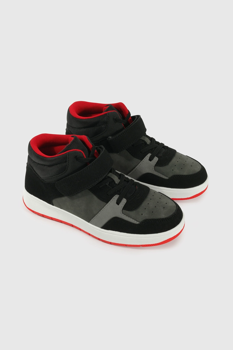 ZAPATILLA LIFESTYLE NEGRO CAÑA MEDIA VELCRO Y CORDON DE NIÑO - 1