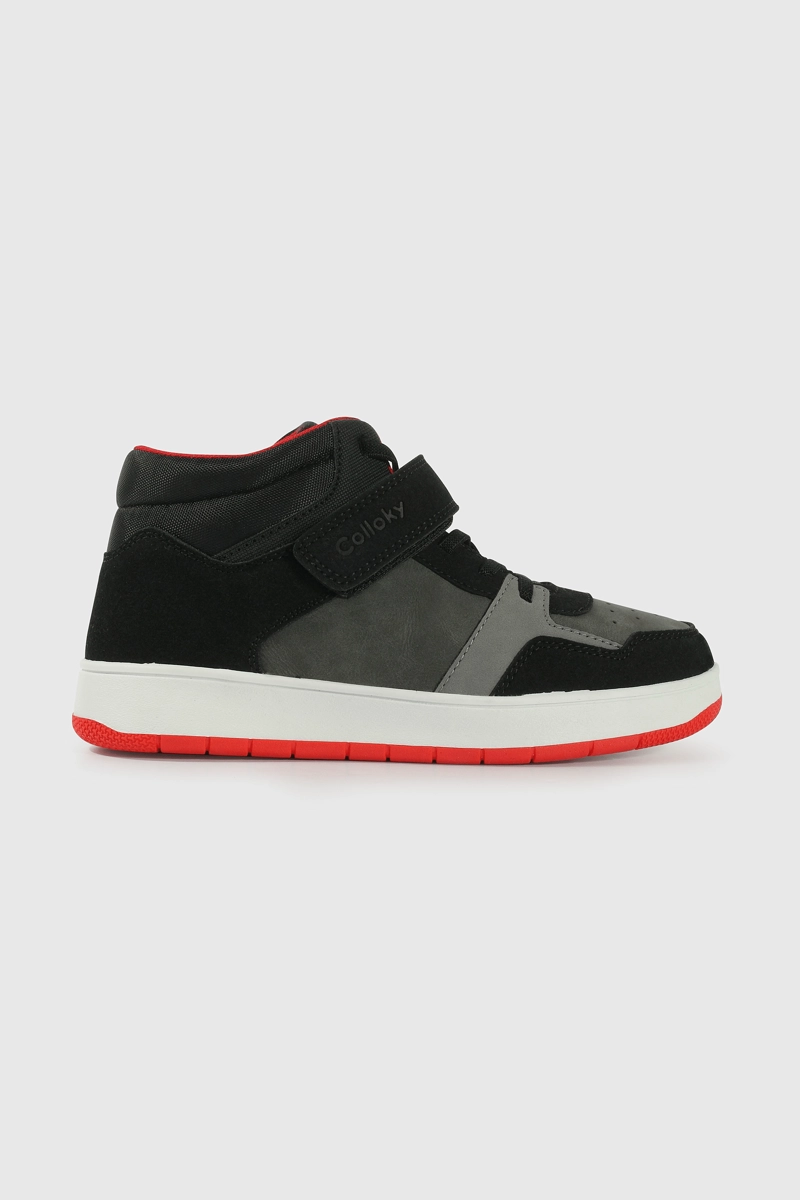 ZAPATILLA LIFESTYLE NEGRO CAÑA MEDIA VELCRO Y CORDON DE NIÑO - 2