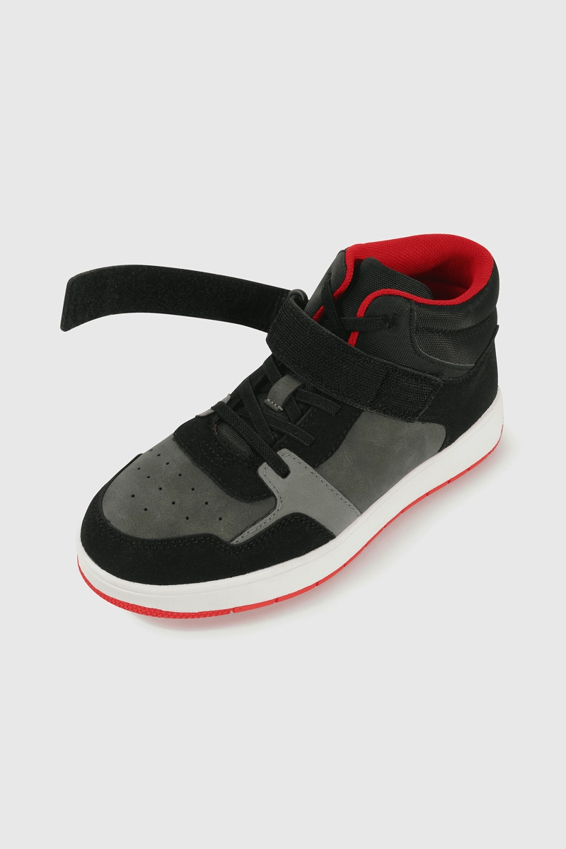ZAPATILLA LIFESTYLE NEGRO CAÑA MEDIA VELCRO Y CORDON DE NIÑO - 6
