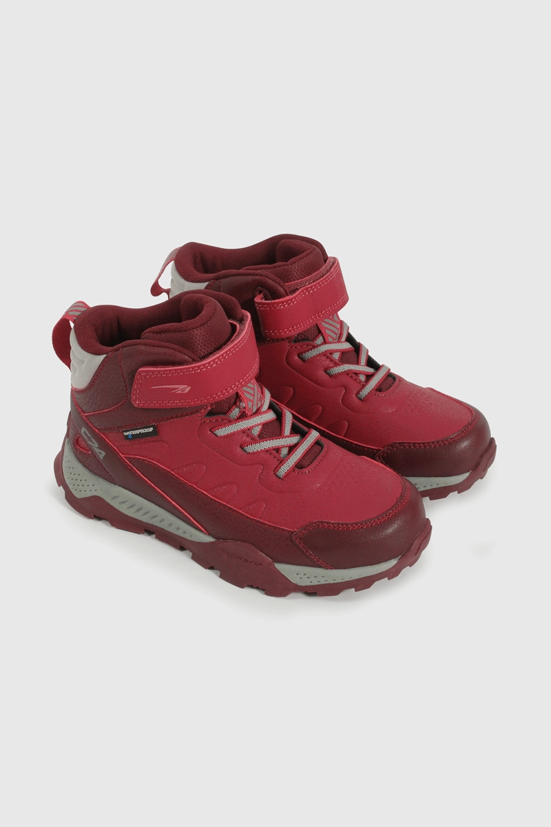 BOTIN OUTDOOR ROJO CAÑA MEDIA CON VELCRO Y CORDON DE NIÑA - 1