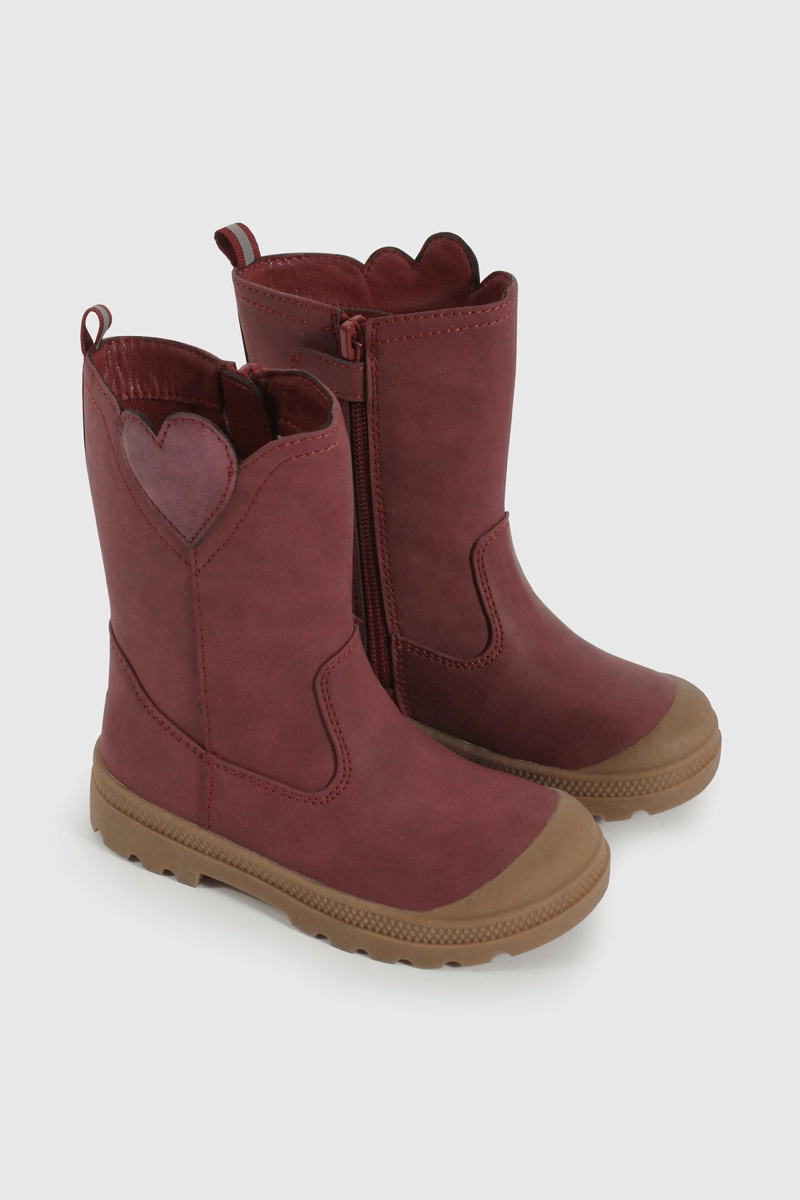 BOTA CAMINANTE ROJO CAÑA ALTA CON CIERRE DE NIÑA - 1