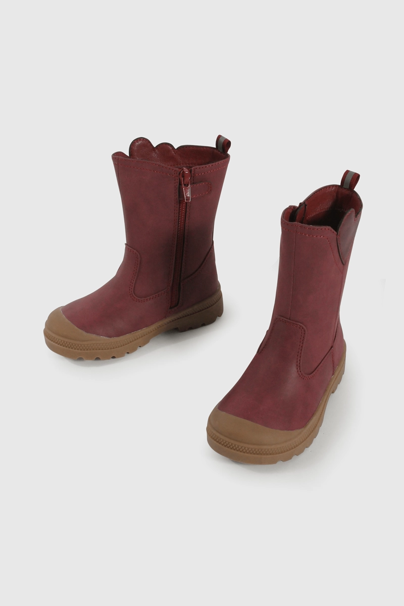 BOTA CAMINANTE ROJO CAÑA ALTA CON CIERRE DE NIÑA - 4