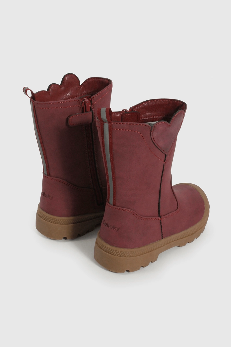 BOTA CAMINANTE ROJO CAÑA ALTA CON CIERRE DE NIÑA - 5