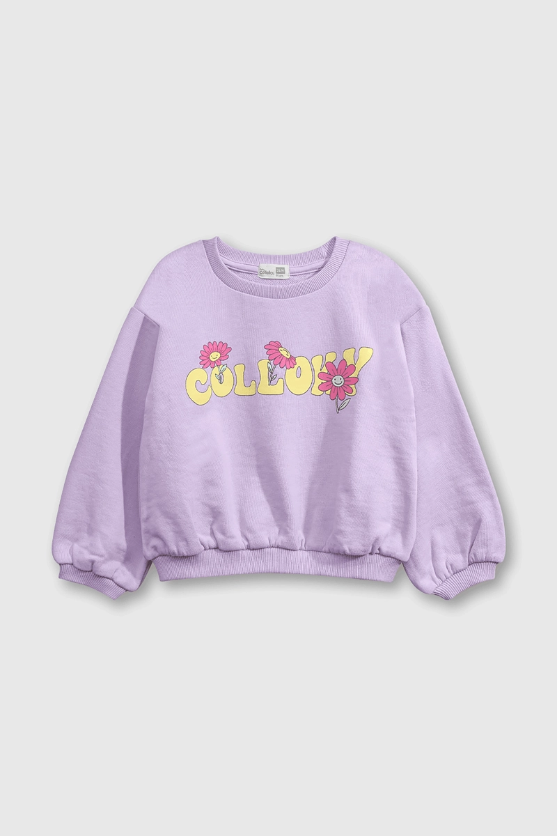 POLERON MORADO HOLGADO DE POLYCOTTON CON ESTAMPADO PARA BEBE - 1