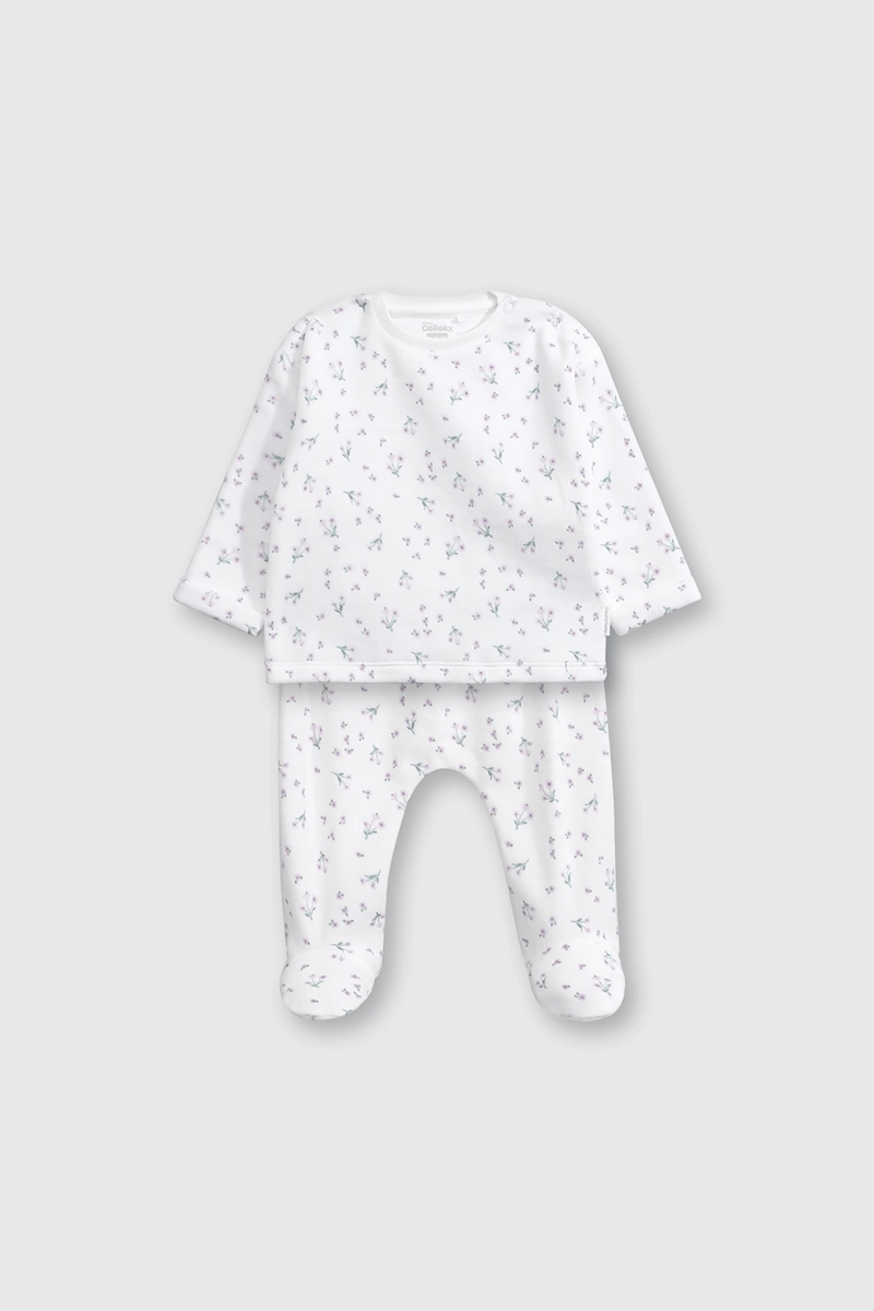 CONJUNTO DE PLUSH POLAR BLANCO PARA NIÑA RECIE N NACIDO - 1