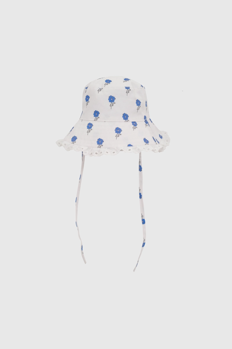 SOMBRERO BLANCO FLORES DE NIÑA INFANTIL TALLA 3/6 M A 12/24M - 1