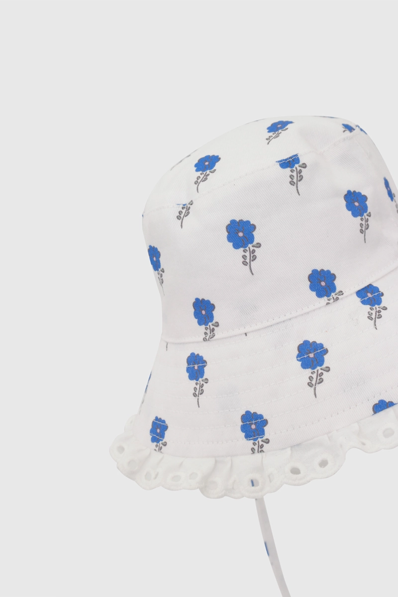 SOMBRERO BLANCO FLORES DE NIÑA INFANTIL TALLA 3/6 M A 12/24M - 3