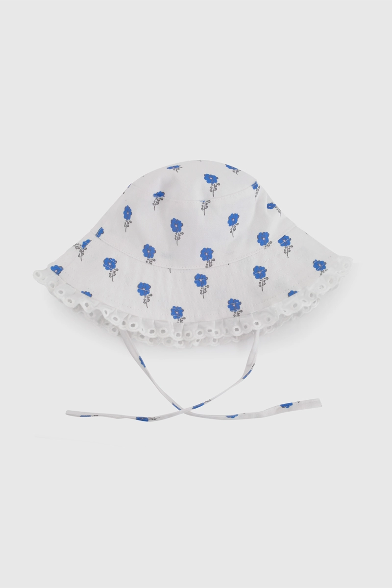 SOMBRERO BLANCO FLORES DE NIÑA INFANTIL TALLA 3/6 M A 12/24M - 4