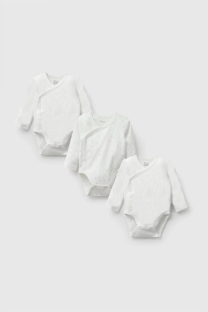 PACK 3 BODY ALGODON BLANCO UNISEX 0M A 18/24M COLLOKY - 1