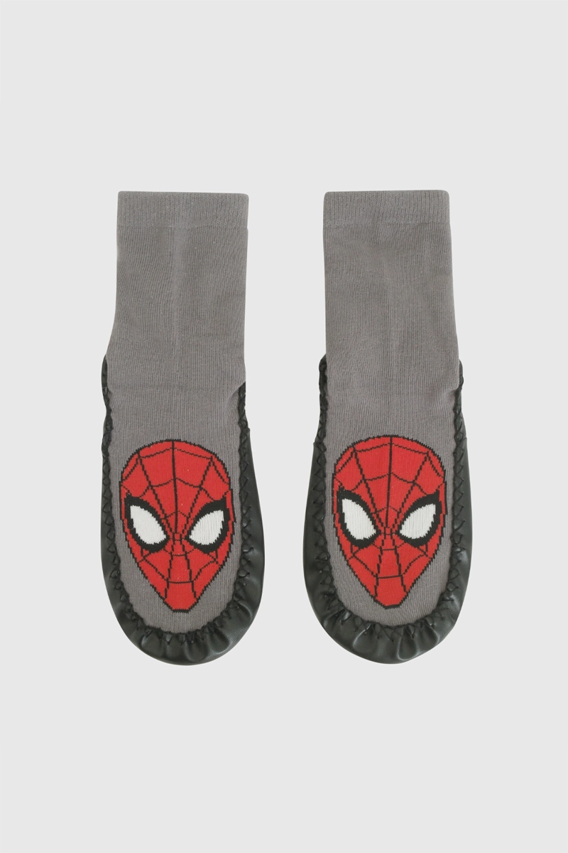 CALCETIN ANTIDESLIZANTE SPIDERMAN GRIS NIÑO 3/4A A 9/12A COLLOKY - 1