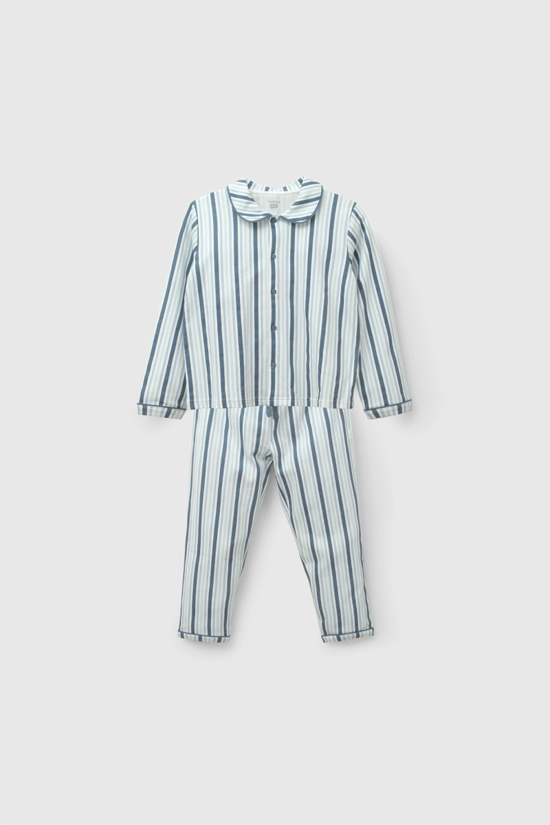 PIJAMA ALGODON RAYAS AZUL NIÑO 2A A 12A COLLOKY - 1