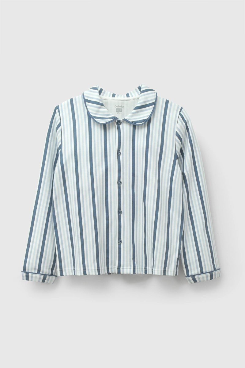 PIJAMA ALGODON RAYAS AZUL NIÑO 2A A 12A COLLOKY - 2