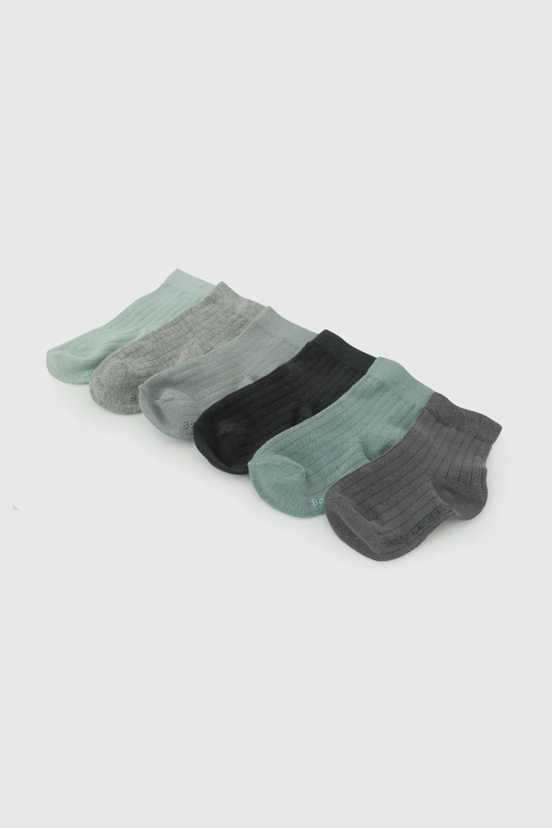 PACK 6 CALCETIN DEPORTIVO PUNTO SUAVE Y RESISTENTE VERDE NIÑO 0/3M A 3/4A COLLOKY - 2