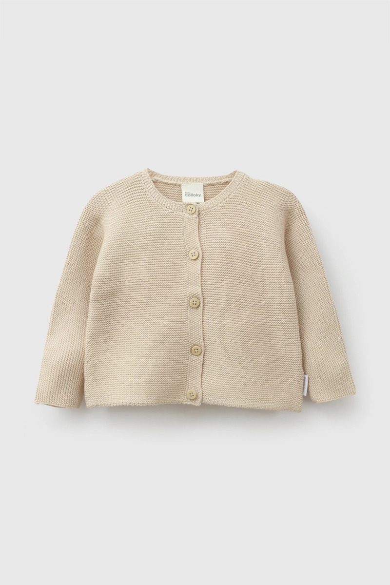 CHALECO TEJIDO BEIGE UNISEX RN A 6-9M COLLOKY - 1