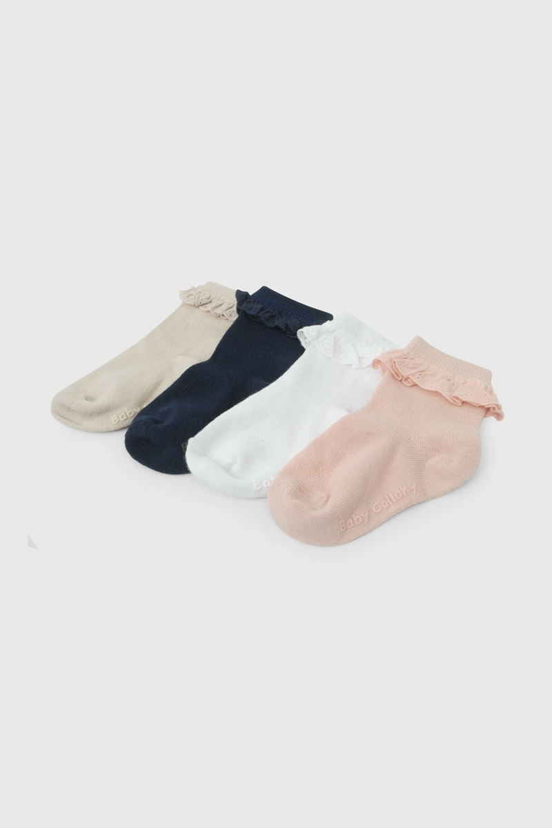 CALCETIN DEPORTIVO CORTO PUNTO SUAVE Y RESISTENTE NIÑA ROSADO 0/3M A 3/4A - 1