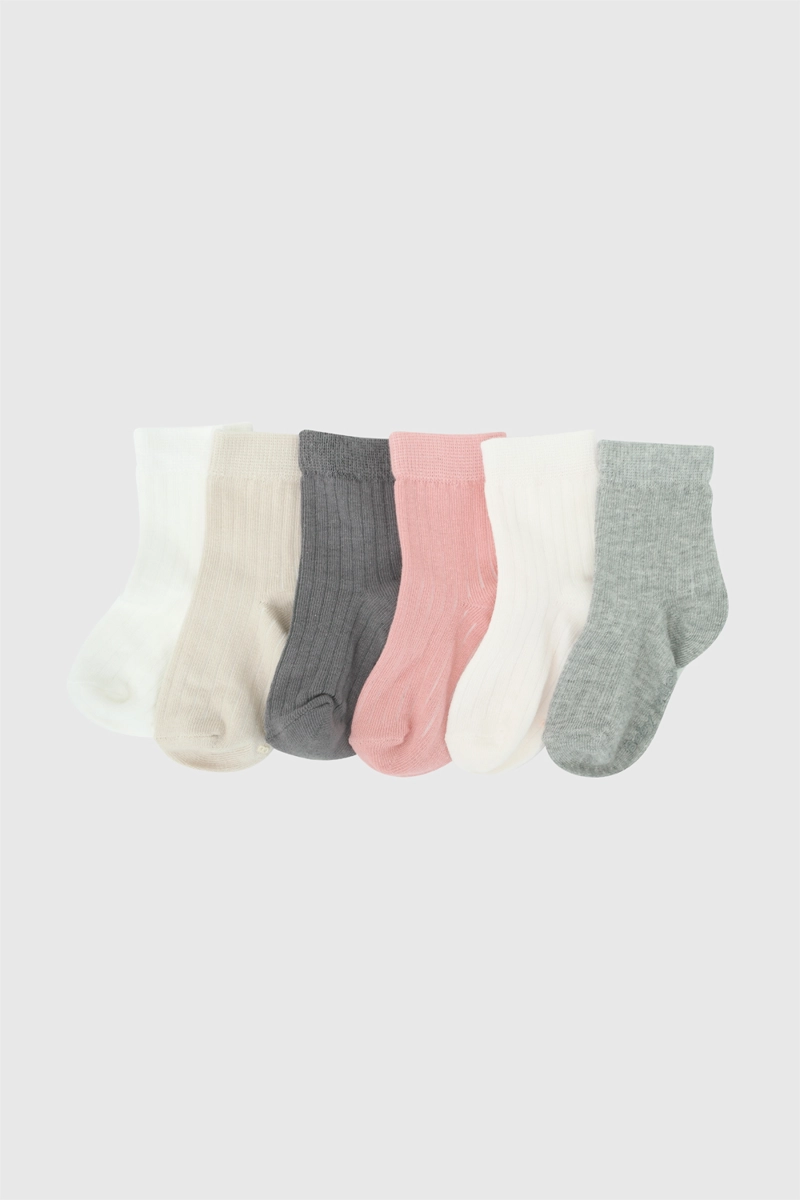 PACK 6 CALCETIN DEPORTIVO PUNTO SUAVE Y RESISTENTE MULTICOLOR NIÑA 0/3M A 3/4A COLLOKY - 1